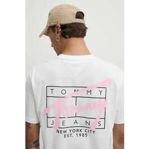 Tommy Jeans tricou din bumbac barbati, culoarea alb, cu imprimeu, DM0DM20594 imagine