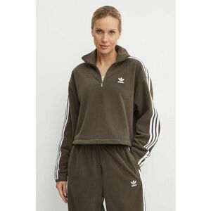 adidas Originals bluză Polarf Half Zip femei, culoarea verde, cu imprimeu, IW3164 imagine