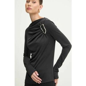 Stine Goya longsleeve culoarea negru, neted, T012-2254 imagine