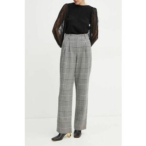 Luisa Spagnoli pantaloni de lana ODINETTE culoarea negru, drept, high waist, 541405 imagine