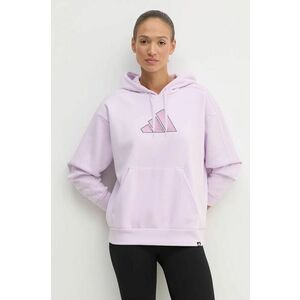 adidas bluza femei, culoarea violet, cu glugă, cu imprimeu, IW2753 imagine