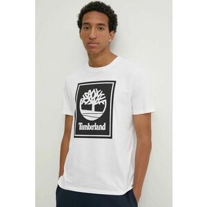 Timberland tricou din bumbac barbati, culoarea alb, cu imprimeu, TB0A5WQQP541 imagine