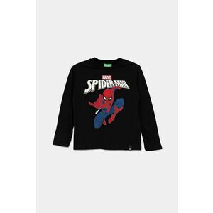 United Colors of Benetton Longsleeve din bumbac pentru copii culoarea negru, cu imprimeu imagine