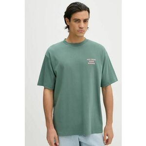 Drôle de Monsieur tricou din bumbac Le T-Shirt Slogan barbati, culoarea verde, cu imprimeu, E-TS203-CO002-DGN imagine