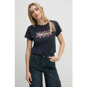 Pepe Jeans tricou din bumbac GINNY femei, culoarea albastru marin, PL505945 imagine