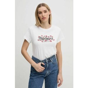 Pepe Jeans tricou din bumbac GINNY femei, culoarea alb, PL505945 imagine