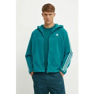 adidas Originals hanorac fleece culoarea verde, cu glugă, cu imprimeu, IZ2488 imagine