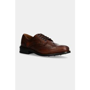 Hackett London pantofi de piele JAME BROGUE barbati, culoarea maro, HMS21426 imagine