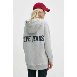 Pepe Jeans bluza FERGIE femei, culoarea gri, cu glugă, cu imprimeu, PL581455 imagine