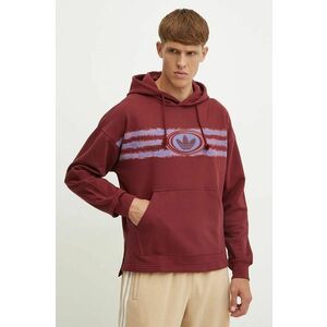 adidas Originals hanorac de bumbac barbati, culoarea bordo, cu glugă, cu imprimeu, JM0470 imagine