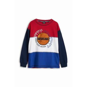 Desigual longsleeve din bumbac pentru copii culoarea albastru marin, cu imprimeu, 24WBTK05 imagine