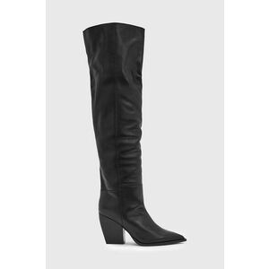 AllSaints ghete de piele Reina Boot femei, culoarea negru, cu toc drept, W096FB imagine