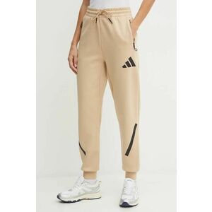 adidas pantaloni de trening ZNE culoarea bej, cu imprimeu, JD9587 imagine