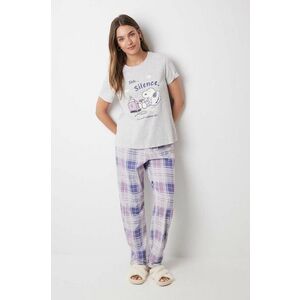 women'secret pijamale de bumbac Snoopy culoarea gri, bumbac, 3138566 imagine