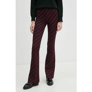 DIANE VON FURSTENBERG pantaloni din lana culoarea bordo, evazati, high waist, DVFPL3S001 imagine