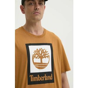 Timberland tricou din bumbac barbati, culoarea maro, cu imprimeu, TB0A5QS2P471 imagine