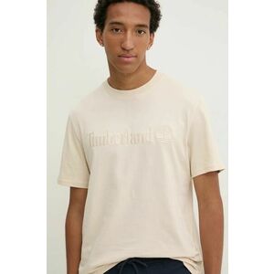 Timberland tricou din bumbac barbati, culoarea bej, cu imprimeu, TB0A6VPEEFL1 imagine