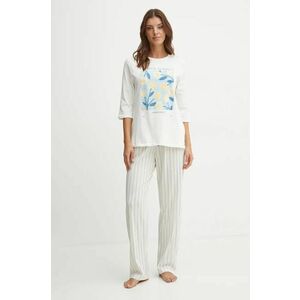 women'secret pijamale de bumbac DAILY NORDIC BOTANICAL culoarea alb, bumbac, 3598058 imagine