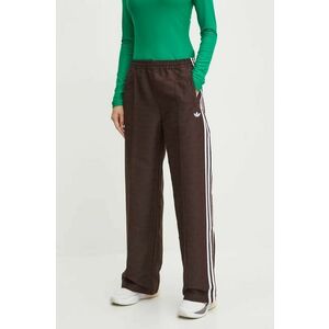 adidas Originals pantaloni Oversized Monogram Track Pant femei, culoarea maro, drept, high waist, JN8304 imagine