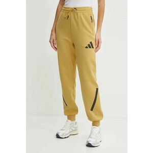 adidas pantaloni de trening ZNE culoarea galben, cu imprimeu, JE7847 imagine