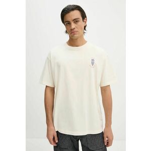 Drôle de Monsieur tricou din bumbac Le T-Shirt DrUle Grappe barbati, culoarea bej, cu imprimeu, E-TS212-CO165-CM imagine