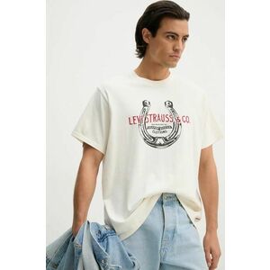 Levi's tricou din bumbac barbati, culoarea bej, cu imprimeu, 16143 imagine