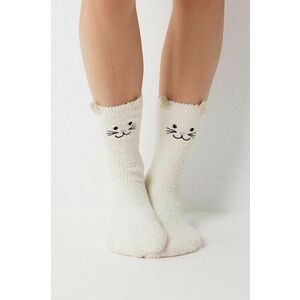 women'secret sosete SO FLUFFY WHITE CAT SINGLE femei, culoarea alb, 3618706 imagine