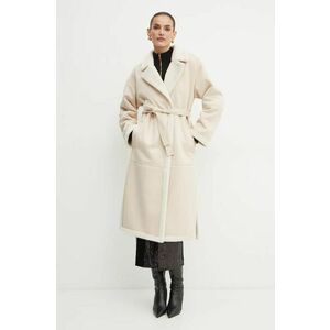 Luisa Spagnoli palton SESTANTE femei, culoarea bej, de tranzitie, oversize, 541499 imagine