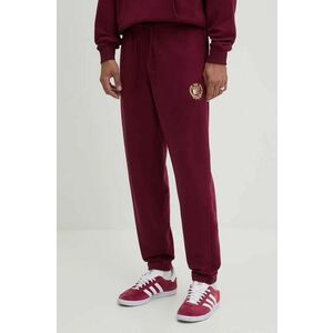 Tommy Jeans pantaloni de trening din bumbac culoarea bordo, cu imprimeu, DM0DM19805 imagine