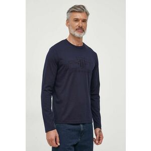 Gant longsleeve din bumbac culoarea albastru marin, cu imprimeu imagine