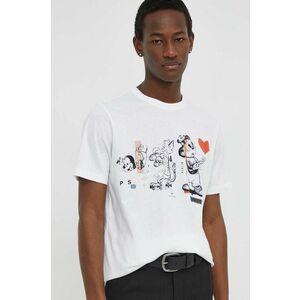 PS Paul Smith tricou din bumbac barbati, culoarea alb, cu imprimeu imagine