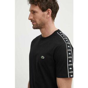 Lacoste tricou din bumbac barbati, culoarea negru, neted imagine