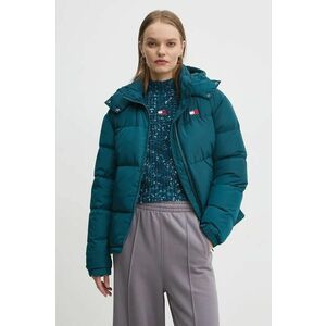 Tommy Jeans geaca de puf femei, culoarea verde, de iarna, oversize, DW0DW18610 imagine