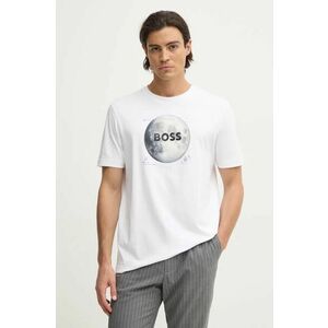 Boss Orange tricou din bumbac barbati, culoarea bej, cu imprimeu, 50528189 imagine