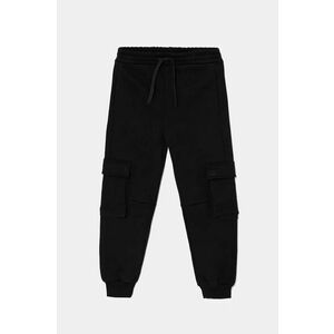 United Colors of Benetton pantaloni de trening din bumbac pentru copii culoarea negru, melanj, 3FWYCF05C imagine