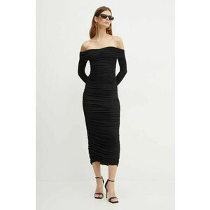 Bardot rochie ARKIE culoarea negru, midi, mulata, 59445DB imagine