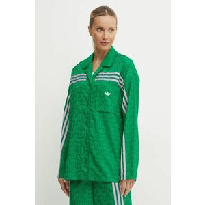 adidas Originals cămașă 70s Top femei, culoarea verde, cu guler clasic, relaxed, JN7659 imagine