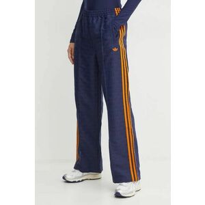 adidas Originals pantaloni Oversized Monogram Track Pant femei, culoarea albastru marin, lat, high waist, JN8306 imagine