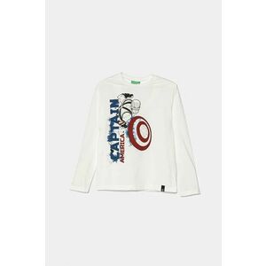 United Colors of Benetton longsleeve din bumbac pentru copii culoarea alb, cu imprimeu, 3ATNC10M8 imagine