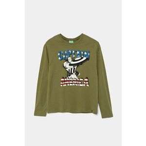 United Colors of Benetton longsleeve din bumbac pentru copii culoarea verde, cu imprimeu, 3ATNC10M8 imagine