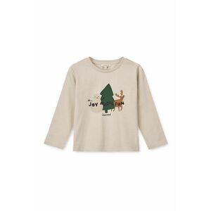 Liewood longsleeve din bumbac pentru copii Apia Placement Longsleeve T-shirt culoarea bej, cu imprimeu, LW19562 imagine