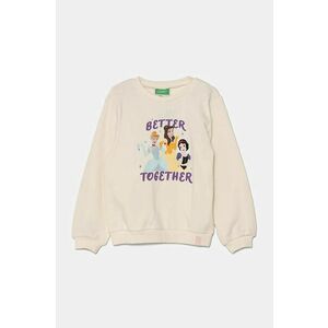 United Colors of Benetton hanorac de bumbac pentru copii culoarea bej, cu imprimeu, 3J68G10H7 imagine