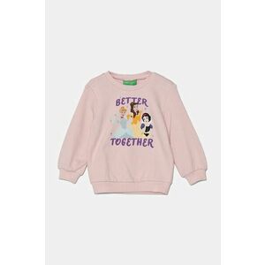 United Colors of Benetton hanorac de bumbac pentru copii culoarea roz, cu imprimeu, 3J68G10H7 imagine