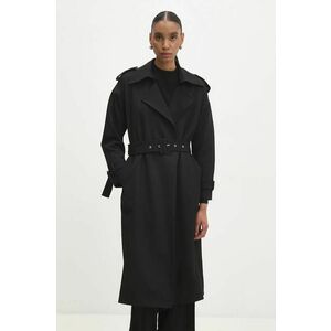 Answear Lab palton femei, culoarea negru, de tranzitie, oversize imagine