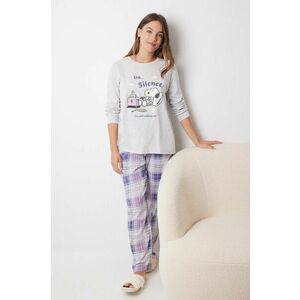 women'secret pijamale de bumbac Snoopy culoarea gri, bumbac, 3138564 imagine