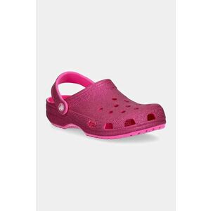 Crocs papuci Classic Glitter Clog femei, culoarea roz, 205942 imagine