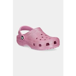 Crocs slapi copii CLASSIC GLITTER CLOG culoarea roz, 206993 imagine