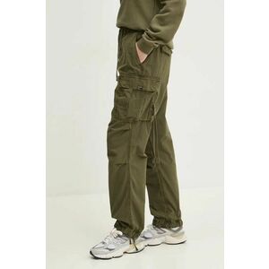 Superdry pantaloni de bumbac culoarea verde, lat, high waist, W7011070A-2LX imagine