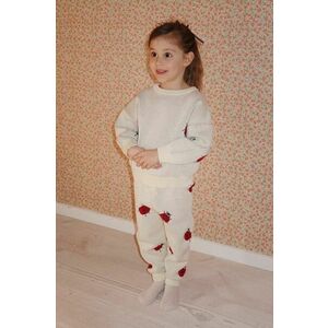 Konges Sløjd pantaloni de trening din bumbac pentru copii LAPIS KNIT PANTS culoarea bej, modelator, KS101555 imagine