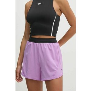 Reebok pantaloni scurti LUX Collection femei, culoarea violet, neted, high waist, 100205670 imagine